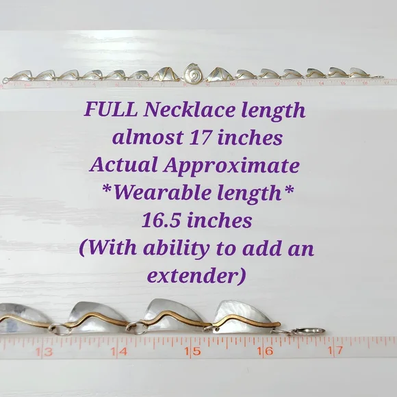 Vintage Sterling Silver Bronze Swirl Hand wrought Modernist Necklace Earring Set - Picture 10 of 15